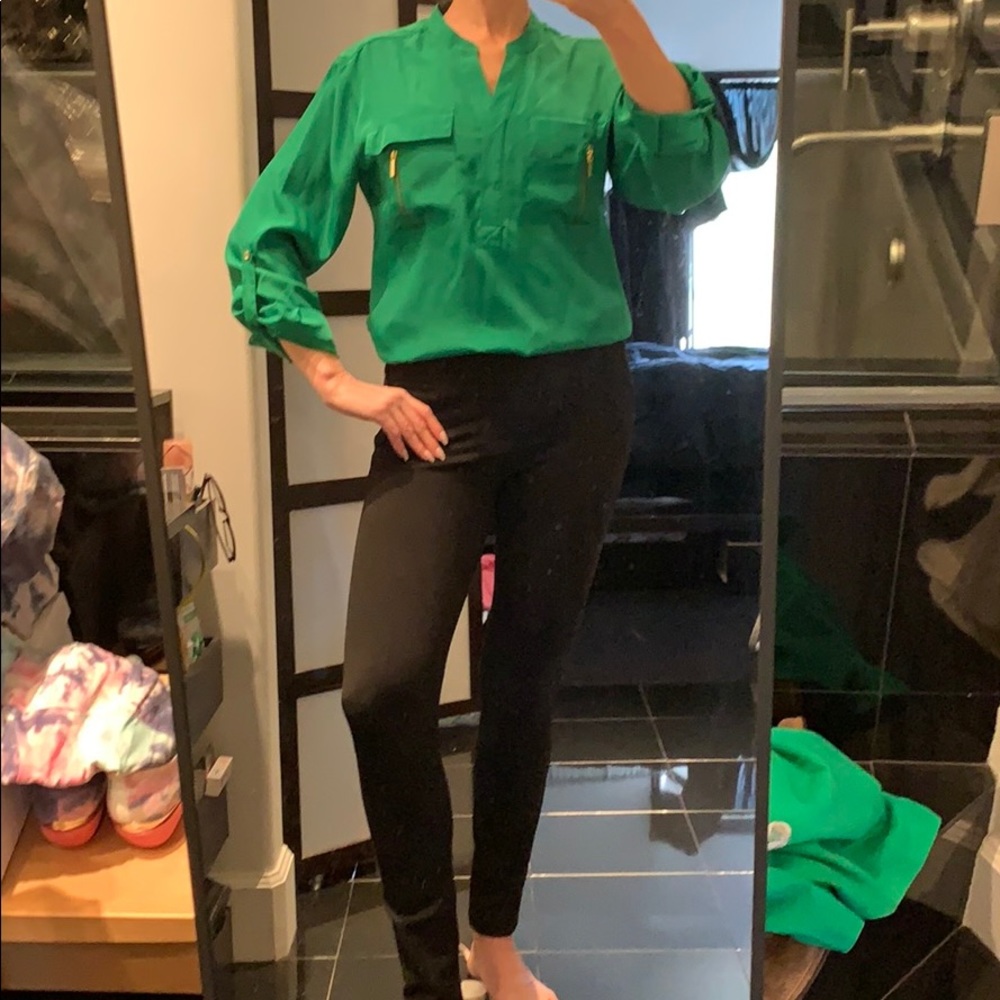 Michael Kors long sleeve green blouse